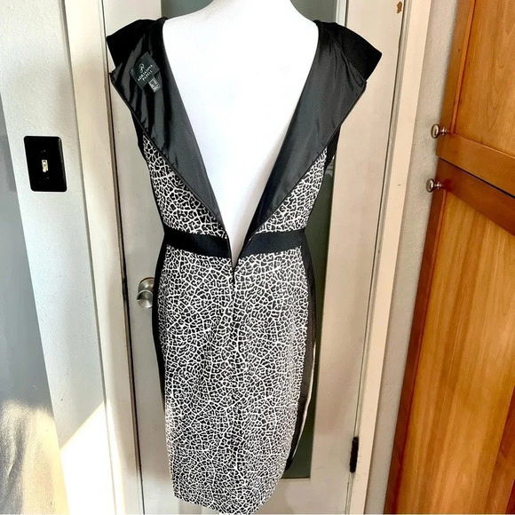 Adrianna Papell Leopard Animal Print Cocktail Dress Career Black White size 10 - Picture 11 of 14